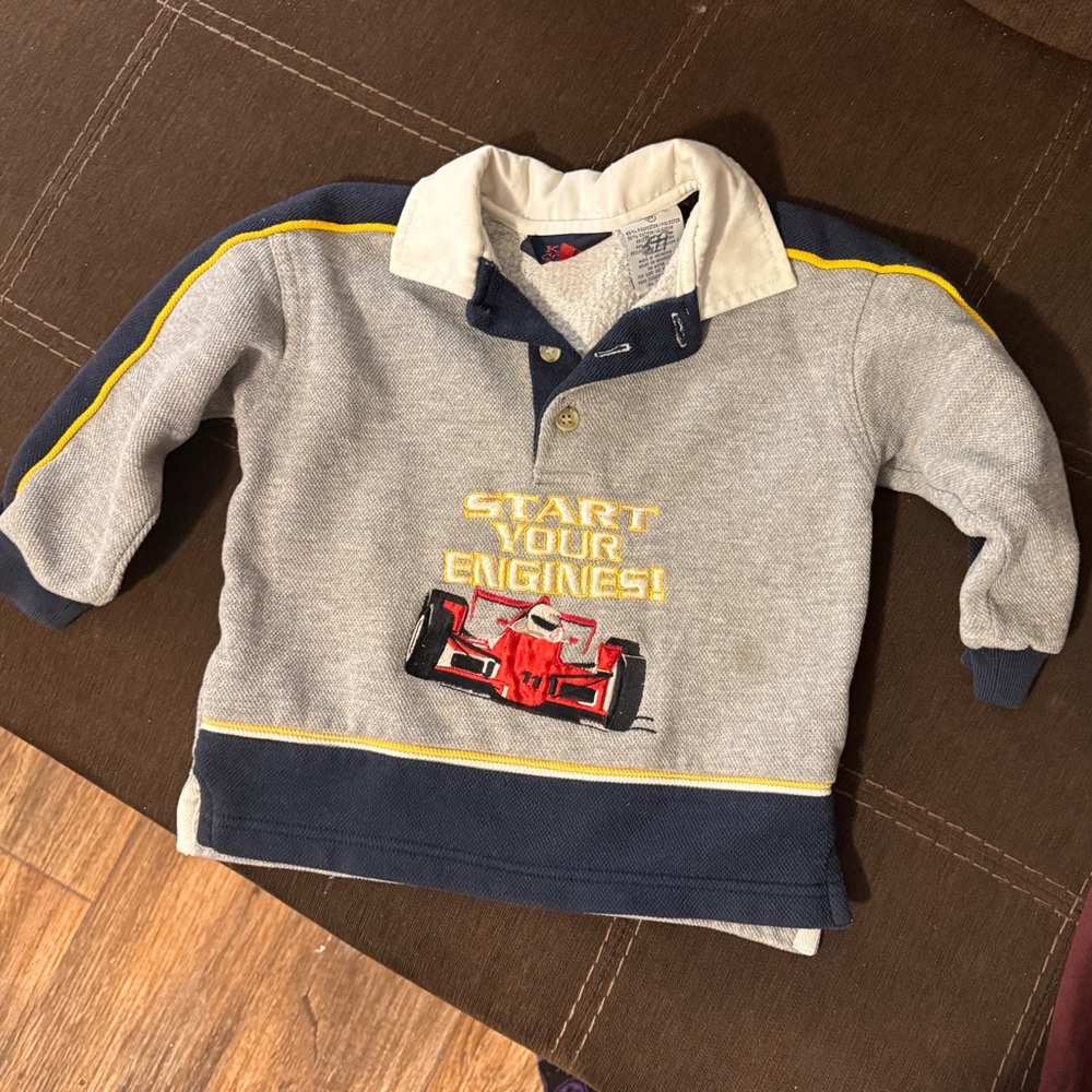 Vintage style race car themed pullover